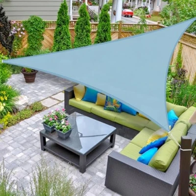 Abbildung von AXT SHADE Sonnensegel Wasserdicht Dreieckig 3x3x3m Wetterschutz Sonnenschutz PES Polyester mit UV Schutz für Terrasse Balkon Garten Graublau