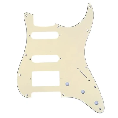 Abbildung von Musiclily Pro 11 Löcher HSS Strat Pickguard Gitarren Schlagbrett für American Modern Style Stratocaster E Gitarre,3 lagig Crème
