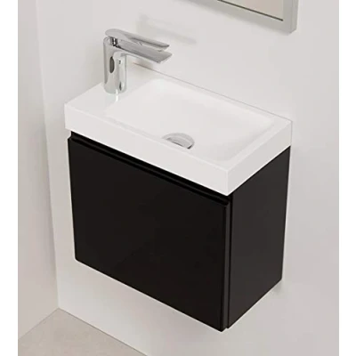Abbildung von Quentis Badmöbel Gäste WC Set Faros 40 cm, Waschbecken mit Unterschrank (schwarz)