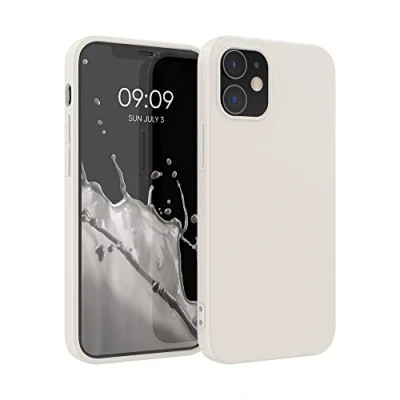 Abbildung von kwmobile Hülle kompatibel mit Apple iPhone 12 / Pro Silikon Handy Case Handyhülle weiche Oberfläche kabelloses Laden Moon Glow
