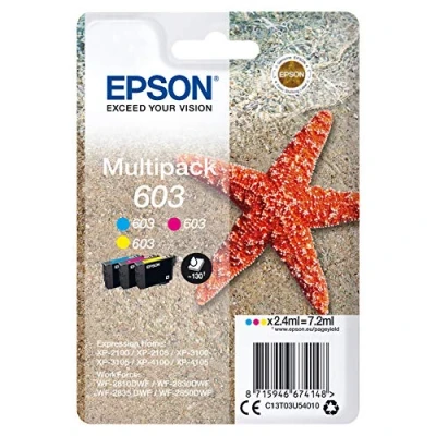 Abbildung von Epson Original 603 Tinte Seestern, Multipack 3 farbig Standard, WF 2820DWF 2830DWF 2840DWF 2850DWF XP 2100 2150 3100 3150 4100 4150, ReadyPrint Flex Tintentarife