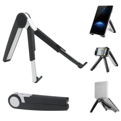 Abbildung von Phieeseriy Tablet Ständer/Handy Halter, Tragbarer Verstellbar Halterung Tisch für iPad/Pro/Air/Mini/Samsung, Faltbare Desktop Handy Ständer iPhone/Huawei/Xiaomi, Schwarz