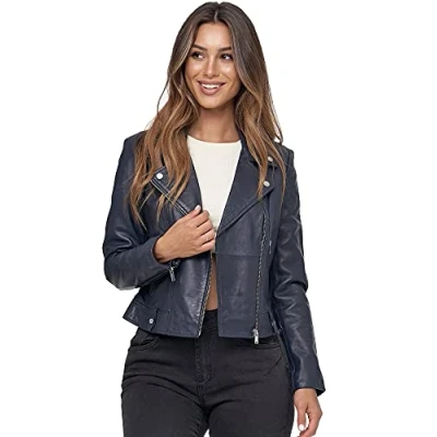 Abbildung von Tazzio Lederjacke F507 Biker Look mit coolen Zipper Details &amp; Reverskragen