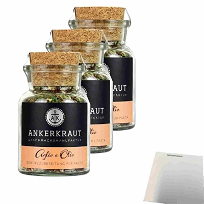 Abbildung von Ankerkraut Gewürze Aglio e Olio 3er Pack (3x50g glas) + usy Block