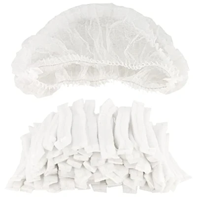 Abbildung von B well Feather 100 Stück Einweg Nicht Gewebt Bouffant Kappen Haarhaube Haarnetz 53,3 cm mit elastischem Stretch Band (Weiss)