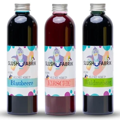 Abbildung von Sirup Set 3 x 250ml für Slush, Getränke Slushy Eis selber machen Slushmaschine Konzentrat 1:5, Keine Zugabe von Zucker notwendig (3 Set)