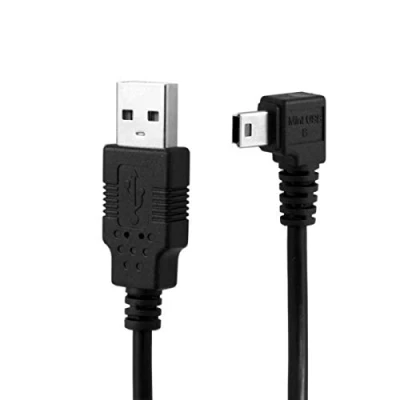 Abbildung von JSER Xiwai Mini USB B Typ 5pin Stecker Links gewinkelt 90 Grad auf 2.0 Datenkabel mit Ferrit, 3,0 m