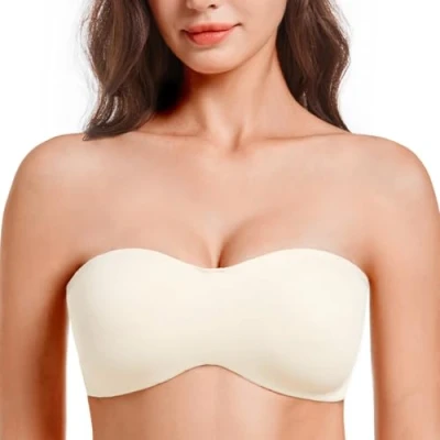 Abbildung von MELENECA Damen Trägerloser BH Bügel,Ohne Einlagen,Große Größe Minimizer Bandeau Sanddollar 85C