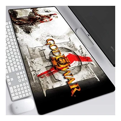 Abbildung von Mauspad God of War Anime Extended XXL Mauspad, Speed ​​Gaming Mausmatte, 800 x 300 mm großes mit Rutschfester Gummibasis, 3 genähte Kanten, für Computer PC, C.