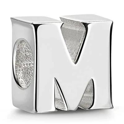 Abbildung von Materia Bead Hochglanz Charm Buchstabe / Alphabet &quot; M 1379, 925 Sterling Silber