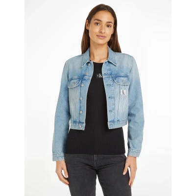 Abbildung von Calvin Klein Jeans Cropped Jeansjacke, Damen, Größe: XS, Denim light