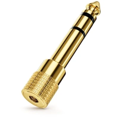Abbildung von deleyCON Klinke Adapter [1 Stück] 6,35mm auf 3,5mm Stereo Audio Kupplung Klinkenadapter Für Kopfhörer Gitarre HiFi Receiver Verstärker Heimkino Mischpult Keyboard TRS