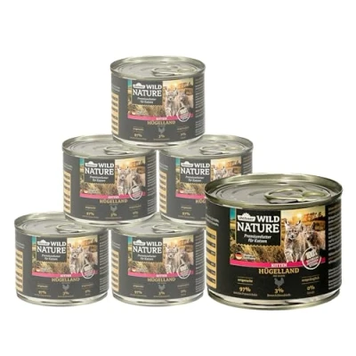 Abbildung von Dehner Wild Nature Katzenfutter Kitten Hügelland, Nassfutter getreidefrei / zuckerfrei, für junge Katzen, Huhn, 6 x 200 g Dose (1.2 kg)