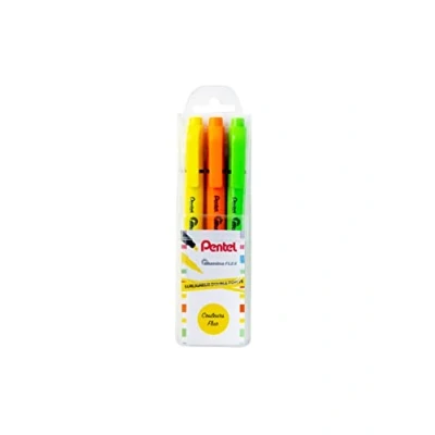 Abbildung von Pentel illumina Flex SLW11 Textmarker, zweispitz, Gelb, Orange und Grün, 3 Stück