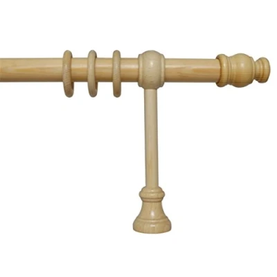 Abbildung von iso design Gardinenstange aus Holz mit 28 mm Durchmesser in Kiefer, viele Größen, 240 cm mittig geteilt