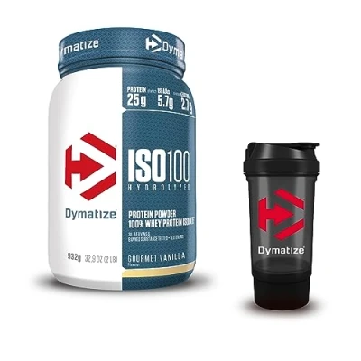 Abbildung von Dymatize Iso 100 Hydrolyzed Gourmet Vanilla 932g + Shaker 500ml