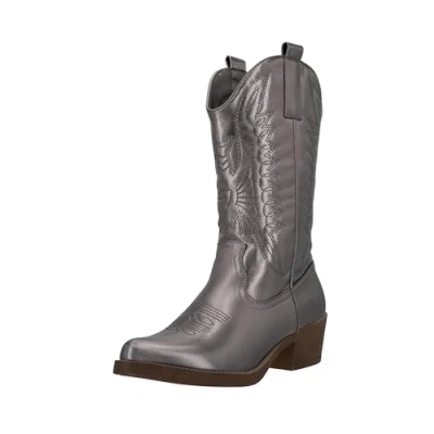 Abbildung von Elara Cowboy/Bikerboot, Damen, Größe: 40, Silberfarben Schuhe