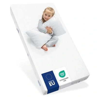 Abbildung von Sweety Fox Baby Matratze 70 x 140 cm Oeko TEX, EN 16890+A1 und Made in EU Zertifiziert Höhe 11cm Kindermatratze Wendbar mit Sommer Winterseite