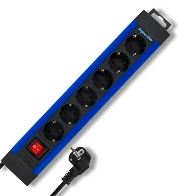 Abbildung von REV Supraline, Steckerleiste, 6fach Steckdosenleiste, 1 Schalter, 2,4m, blau
