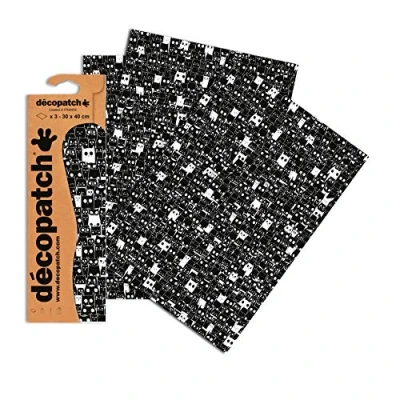 Abbildung von Decopatch Papier No. 772 (schwarz weiß Katzen, 395 x 298 mm) 3er Pack