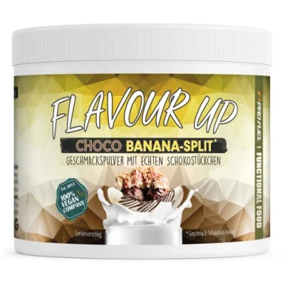 Abbildung von Geschmackspulver BANANE SCHOKO 250g Leckerer Geschmack und Süße nur 14 kcal pro Portion Vielseitig einsetzbar für Lebensmittel &amp; Getränke FLAVOUR Powder UP