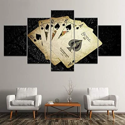Abbildung von BAIOKAISHUII Wandkunst Leinwand Malerei Poker Karten Home Decor Glücksspiel Bilder HD Prints Club Casino Bar Restaurant Dekoration Poster Rahmenlos