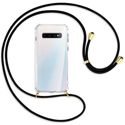 Abbildung von mtb more energy Handykette kompatibel mit Samsung Galaxy S10 (SM G973, 6.1&#039;&#039;) schwarz/Gold Smartphone Hülle zum Umhängen Anti Shock Full TPU Case