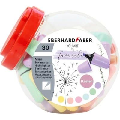 Abbildung von Eberhard Faber 551430 Mini Textmarker Pastell, 30 Marker Stifte in Bonboniere, mit Keilspitze