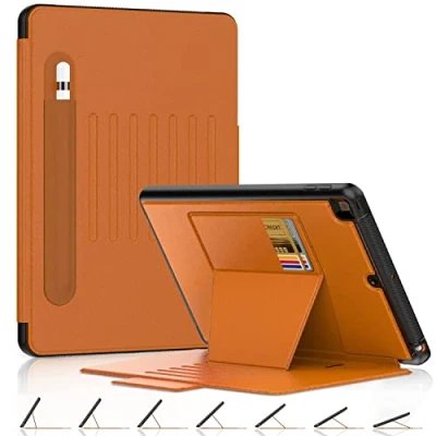 Abbildung von DAORANGE Hülle für iPad 10.2 (iPad 9./ 8./ 7. Generation), Mehrfachwinkel Stoßfeste Schutzhülle[7 Betrachtungswinkel] mit Stifthalter, Auto Schlaf/Wachfunktion Ständer 9/8/7 (Braun)