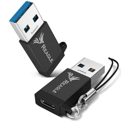 Abbildung von Reagle USB C zu A Adapter OTG 3.2 Gen 2, 100W Power Delivery, 10Gbps, Plug &amp; Play, Aluminium, Kompatibel mit MacBook, Laptop, Smartphone, Schwarz