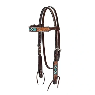 Abbildung von Turquoise Cross Unisex Erwachsene 45 0144 Weaver Stirnband mit türkisfarbenen Perlen, 1,6 cm, Dunkles Öl, 6.5