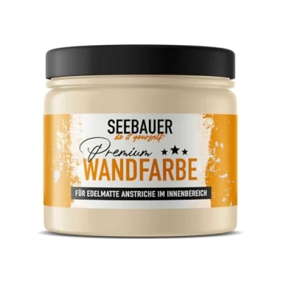 Abbildung von SEEBAUER diy Wandfarbe Braun 300ML für Innen (No. 629 Toscana Valley) Edelmatte hellbraune Innenfarbe Brauntöne sehr hohe Deckkraft Matt, Abwaschbar und Tropffrei