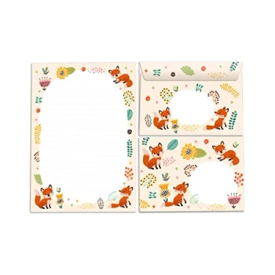 Abbildung von Briefblock mit Umschlag für Kinder Fuchs Tiere Briefpapier Set Mädchen (Block A5 25 Blätter + 15 Umschläge)