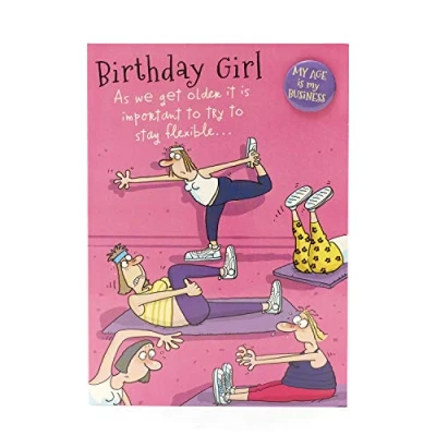 Abbildung von UK Greetings Geburtstagskarte für sie/Freundin Yoga Design, gelb, 127 mm x 178