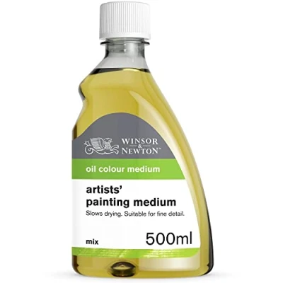 Abbildung von Winsor &amp; Newton 3049734 Ölmalmittel, Künstler Malmittel aus Leinöl Standöl Terpentinersatz, Verdünnt die Konsistenz der Farbe und verbessert das Fließvermögen Transparenz 500 ml Flasche