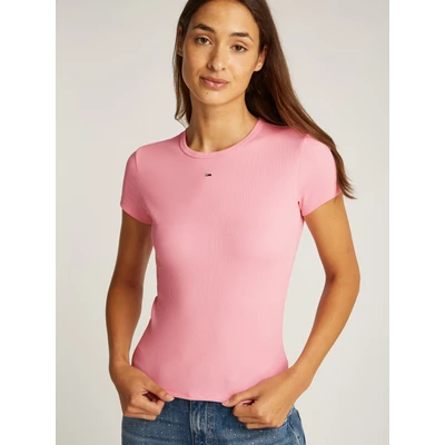 Abbildung von Tommy Jeans SLIM Essential Tshirt basic, Damen, Größe: 36, Pink sugar