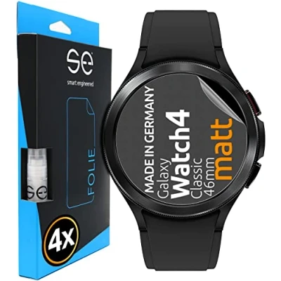 Abbildung von se® [4 Stk.] Entspiegelte 3D Schutzfolie für Samsung Galaxy Watch 4 Classic (46mm) Full Screen, selbstheilend, HD Displayschutz Folie, Anti Kratzen, Bläschen, hüllenfreundlich, kein Schutzglas