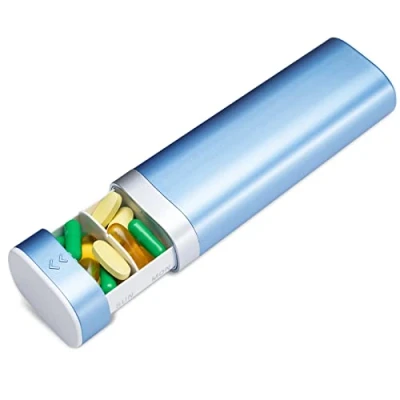 Abbildung von Betife Pillen Organizer für 7 Tage, BPA Frei tägliche Pillendose, wöchentliche Reise niedlicher Pillenhalter Vitamine, Medikamente, Pillen, Nahrungsergänzungsmittel (blau)