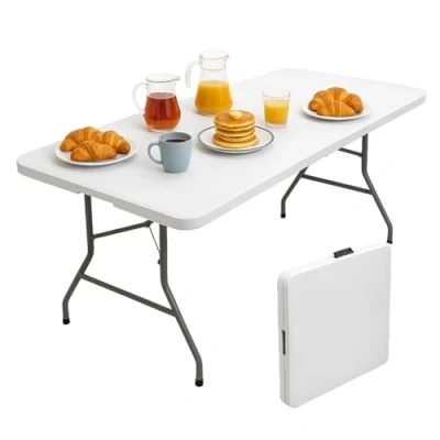 Abbildung von Brigros Klapptisch für den Garten, perfekt als Campingtisch, Buffettisch, Küchentisch Klapptische mit Koffer und platzsparendem Griff (180x70x74)