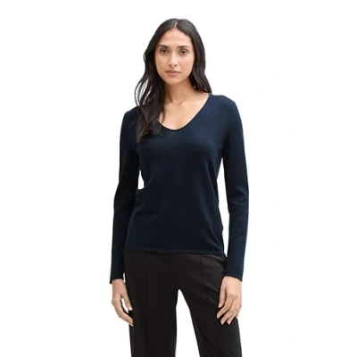 Abbildung von TOM TAILOR Damen Strickpullover mit V Ausschnitt