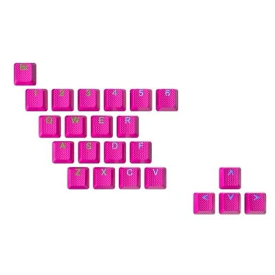 Abbildung von Ranked Gummi Tastenkappen Set Doppelschuss Durchscheinend OEM Profil für Mechanische Gaming Tastatur (Neon Pink, 23 Tasten)