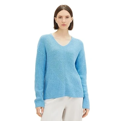 Abbildung von TOM Tailor Vneck Strickpullover Clear light blue melange, Damen, Größe: XS, melange
