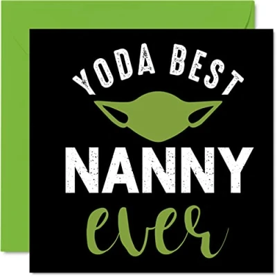 Abbildung von Stuff4 Lustige Geburtstagskarte für Kindermädchen Yoda Best Witz Happy Birthday Karte Nanny von Enkelsohn Enkelin, Banter Geburtstagsgeschenke, 145 mm x Muttertags Grußkarten