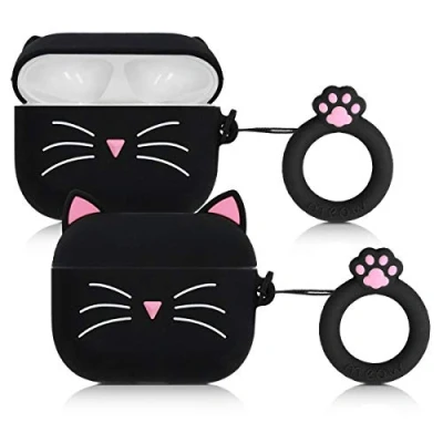 Abbildung von kwmobile Hülle kompatibel mit Apple AirPods Pro Silikon Kopfhörer Schutzhülle Case Cover Schwarz Weiß