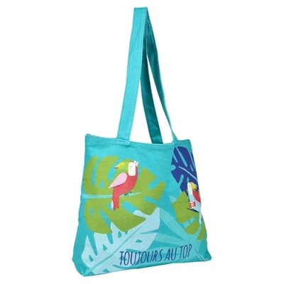 Abbildung von Draeger Paris Tote Bag &quot;Toujours au top&quot; (auf Französisch) leicht, robust und ultraweich geräumige Innenseite aus 100% Baumwolle Einkaufstasche wiederverwendbar