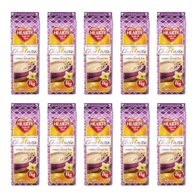 Abbildung von HEARTS Chai Latte 10 x 1kg Vorteilspack Instant Milchtee Pulver Spiced Tea Getränkepulver für Gastro/Zuhause, einfache Zubereitung reicht 600 Tassen