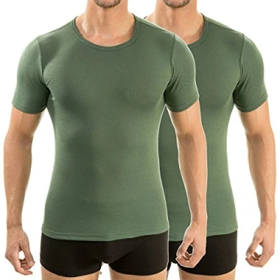 Abbildung von HERMKO 3840 2er Pack Herren Kurzarm Shirt (Weitere Farben), 100% Bio Baumwolle, Größe:D 10 = EU 4XL, Farbe:Olive