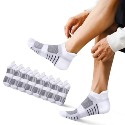 Abbildung von EKSHER Sneaker Socken Damen 35 38 Weiß Kurz 8 Paar Laufsocken Tennissocken Sportsocken Kurzsocken Herrensocken Sommer Anti Schweiß Running Socks Atmungsaktive Baumwolle Strümpfe