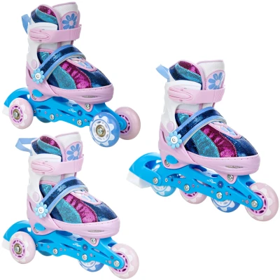 Abbildung von Raven Senia 3 in 1 einstellbare Rollschuhe Rosa/Blau/Lila