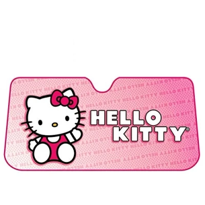 Abbildung von Plasticolor 003681R01 Hello Kitty Sanrio Akkordeon Stil Auto LKW SUV Frontscheibe Sonnenschutz 68,6 x 147,3 cm